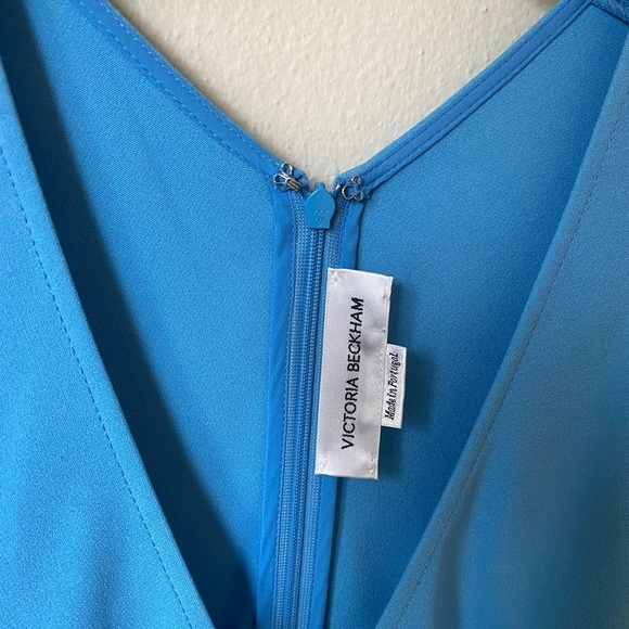 VICTORIA BECKHAM Women’s Crepe Flared Midi Dress in Blue Business Casual Minimal - Picture 4 of 12